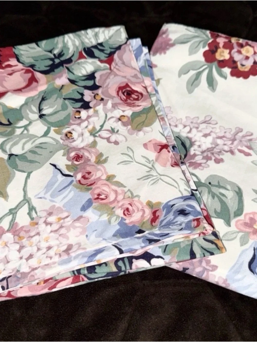 Vintage Ralph Lauren Allison Floral Standard Pillowcases Set of 2 100% Cotton